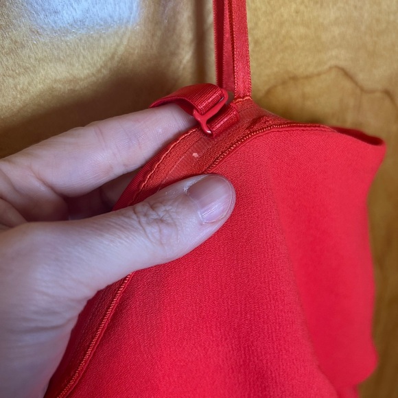 Elegant Coral Ruffle Dress - Picture 3 of 4